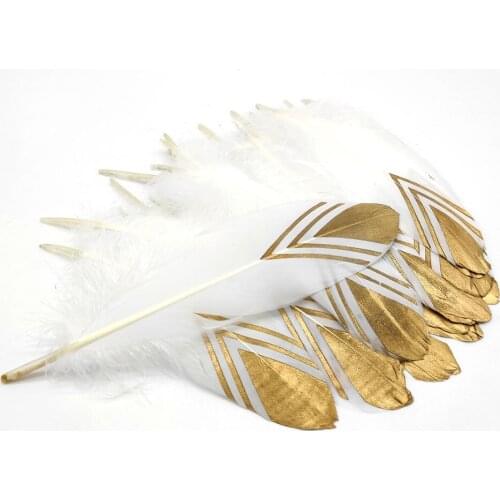 10Pcs Gold Goose Feathers for Craft Wedding Party Feathers Plume DIY Natural Feather jewelry making Christmas Home Decoration