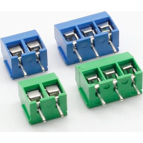 100PCS/Lot KF301-2P KF301-3P KF301-5.0-3P KF301 Screw 3Pin 5.0mm Straight Pin PCB Screw Terminal Block Connector Blue and green