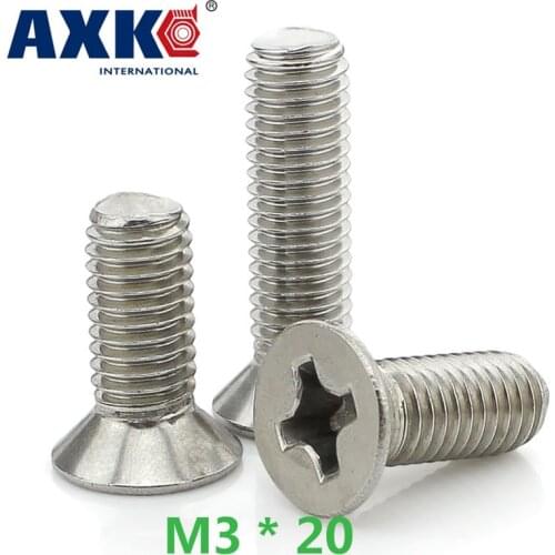2019 New Arrival Vis Drywall Parafuso Axk 30pcs 304 Stainless Steel Countersunk Head Phillips Screws / Flat Screw M3 * 20 Gb819