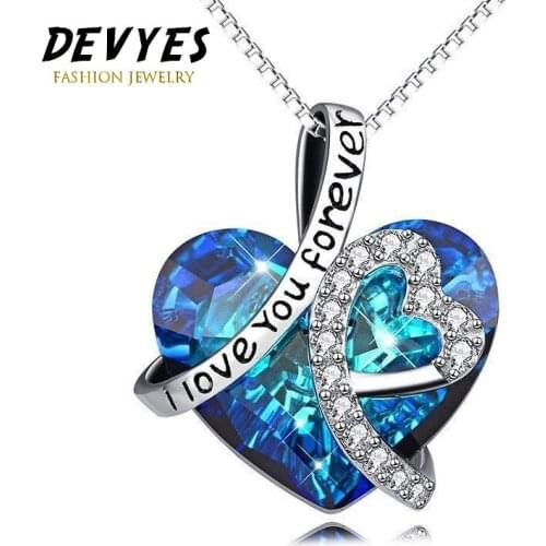 2021 New Jewelry I love You Forever Heart of the Sea Crystal Clavicle Necklace Women Pendant Gift collares
