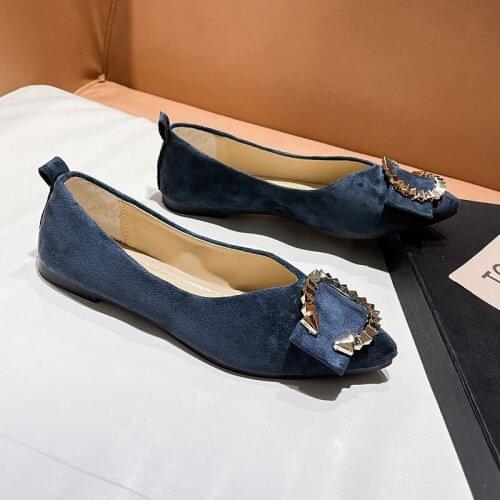 2021 Casual Woman Shoe Pointed Toe Shallow Mouth Female Footwear Knot All-Match Autumn Soft Flats Shoes