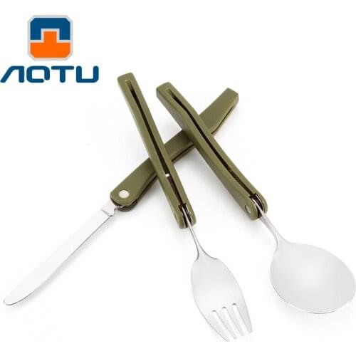 Portable Outdoor Travel Kit Stainless Steel Flatware Set dinner knife salad fork soup dessert spoon 3 in 1 kit for meals picnic