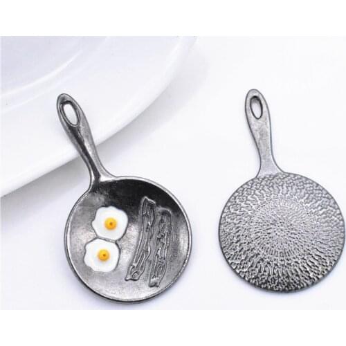 41*23mm 6pcs Gun Black Plated Omelette pan Charm Pendant For DIY Necklace Bracelet Jewelry Accessories