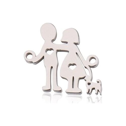5pcs Mirror polished stainless steel family member series warm boy girl pendant DIY lovers for bracelet/necklace accessories