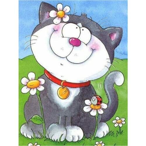 5D DIY Full Round Diamond Painting Cartoon Cat&Pig&Cow&Goose&Mouse Cross Stitch 3D Embroidery Rhinestone Mosaic Home Decor Y596