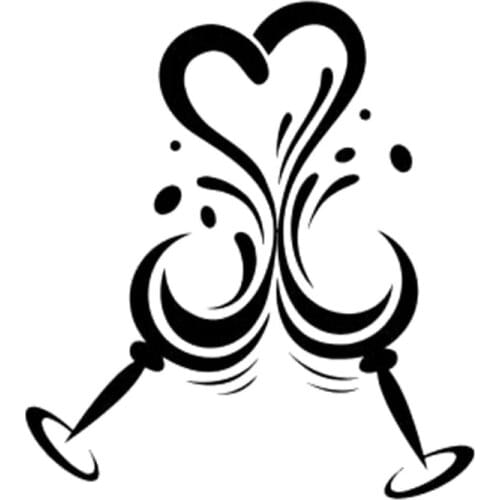 Car Sticker Wine Glass Fashion Car PVC Waterproof Sunscreen Car Sticker Black/silver 15.6cm*17.2cm