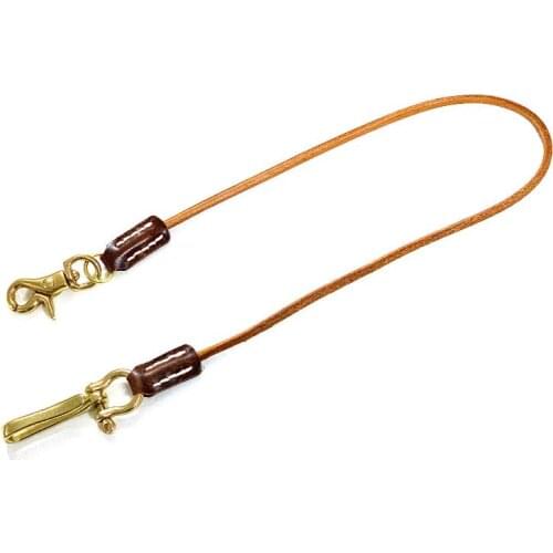 55cm Handmade pure steel buckle leather rope money cloth key chain retro personality tide mens pants chain