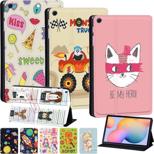 Leather Tablet Case for Samsung Galaxy Tab S6 Lite 10.4" Cute Cartoon Protective Sleeve for Galaxy Tab S4/S5e/S6 10.5"/S7 11"