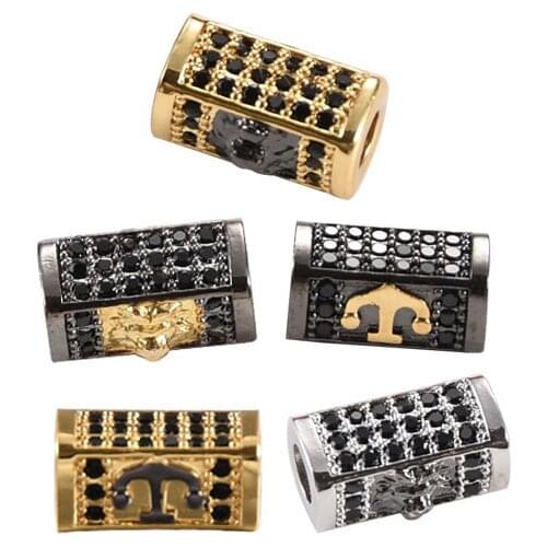 CZ Beads Metal Brass Micro Pave Zircon Beads for Jewelry DIY Charm Bracelet Making