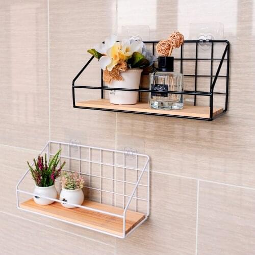 Wooden Iron Wall Shelf Wall Mounted Storage Rack Organization For Kitchen Bedroom Home Decor Kid Room DIY Wall Decoration Holder