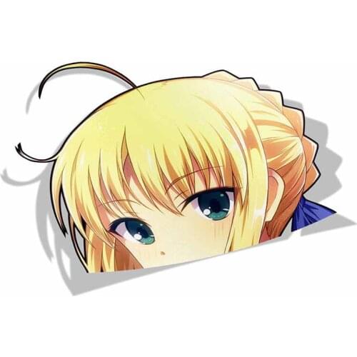Personality Car Sticker for Fate Stay Night Saber Peeker Big Head Anime Vinyl Transfer Car Styling Cover Scratches Waterproof