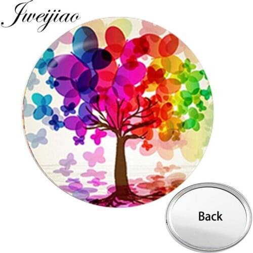Youhaken Colourful Trees Art Photo One Side Printed Mini Pocket Mirror For Beauty Tool Makeup Vanity Hand Travel Purse Mirror