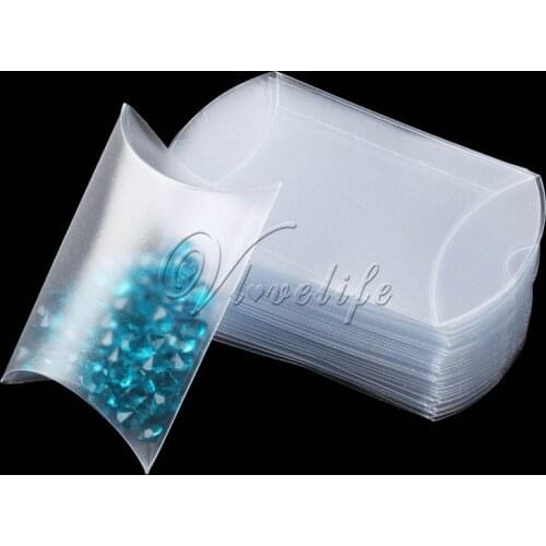 12pcs Matte PVC Pillow Box Shape Gifts Box Party Candy Box Jewelry Packaging Wedding Party Favor Supplies 9cm x 6.5cm x 2.5cm