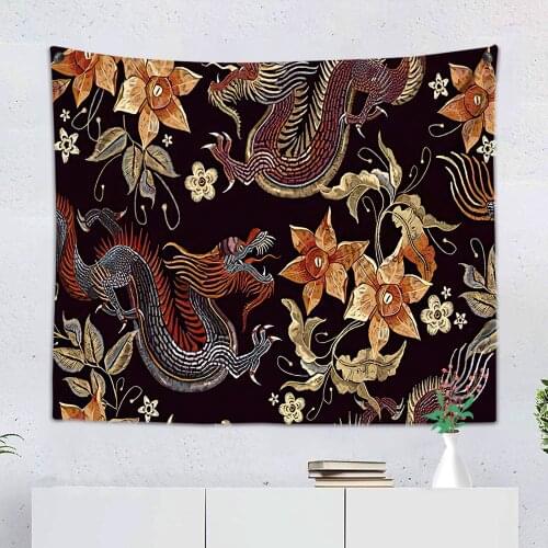 Royal Chinese Dragon Tapestry Art Wall Hanging Tapestry Bed Blanket Room Carpet Bedspread Beach Mat Camping Living Room Decor