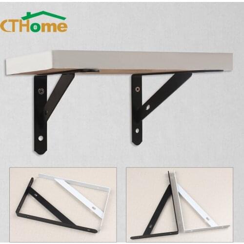 2pcs Shelf Bracket Triangle Metal Wall Shelves Black White 6-12 Inch Heavy Support Frame Furniture Fitting Shelves Bracket