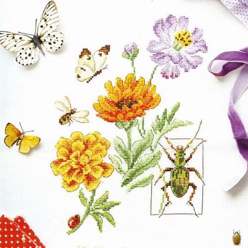 Kitchen Ingredients Fishxx Cross Stitch Kit VE17 Insect Flower Accurate Printing Restaurant Hanging Picture