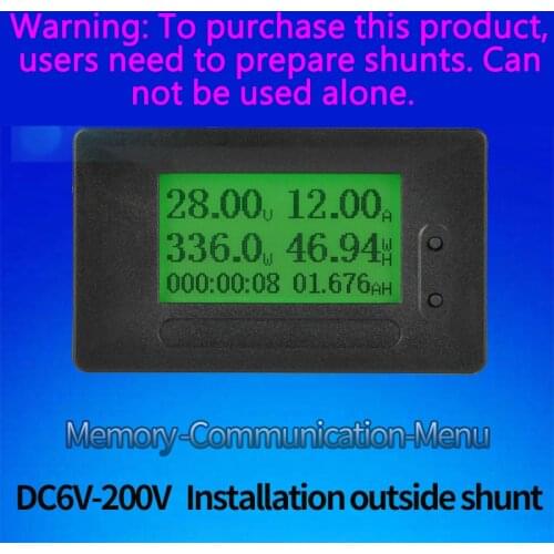 GC91 LCD DC6-200V external shunt DC Multifunctional Tester Current Voltag Voltmeter voltameter[***must have shunts to use ***]