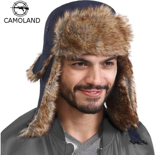 2018 Men Women Winter Hat with Ears Earflap Bomber Hats Ushanka Caps Russian Trapper Hat Male Trooper Snow Ski Hat Hunting Cap
