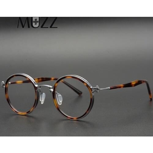 IP Pure Titanium&Acetate Glasses Frame Men Round Optical Prescription Eyeglasses Women Hand Made Japanese Eyewear Retro Oculos