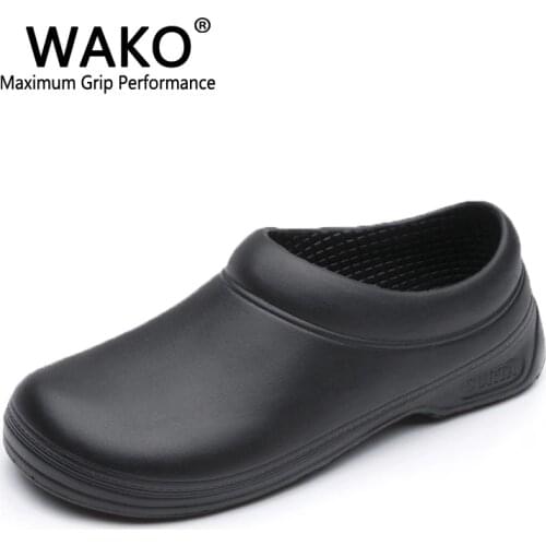 WAKO Men Chef Shoes Male Sandals for Kitchen Workers Super Anti-skid Man Non Slip Shoes Black Cook Shoes Safety Clogs Size 36-45
