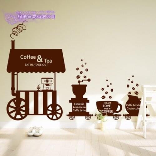 Coffee Shop Sticker Bean Milk tea Decal Cafe Cup Poster Vinyl Art Wall Decor Mural Decoration Break Bread Coffee Glass Decals