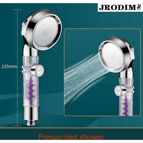 New Hot High Pressure Water Saving Shower Head Bathroom Accessories Adjustable 3 Mode Turbo Showerhead Spray for SPA Massage