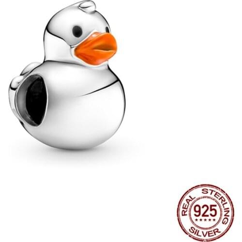 Genuine 925 Sterling Silver Yellow-Billed Duck Fit Original 3mm Bracelet&Bangle Making Fashion DIY Jewelry For Women