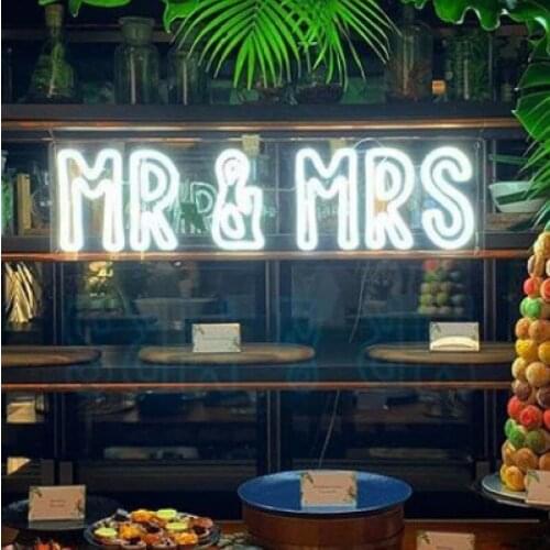 NEON SIGN For Wedding mr&mrs NEON Lamp bedroom GLASS Tube Affiche Neon Decor Window Handcraft anuncio luminoso Dropshipping