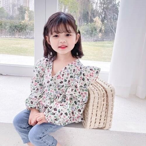 2021 Spring & Autumn 18M-10 Years Cute Toddler Shirts Kids Long Sleeve Embroidery Shirt for Baby Girls Cotton Children Clothing