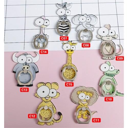 New Arrival Universal Metal Finger Ring cute mobile phone holder Stand rings Lovely Monkey Elephant Cartoon Smartphone rings
