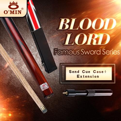 O'MIN Blood Lord snooker cue 9.5mm Tip Zambia Blood Tan Butt Billiard 3/4 SnookerCue For Black 8 with Case with Extension