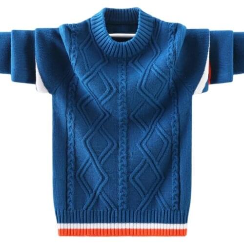Boys clothes pure cotton sweaters teenage knitted shirt winter velvet warm sweater 4-16T kids autumn thin O-neck pullovers tops