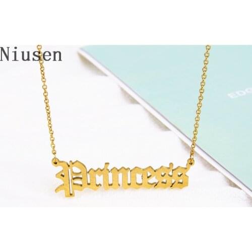 Letter"Princess" Necklace Old English Font Alphabet Princess Clavicle Short Chain Necklace Fashion Personality Female Jewelry
