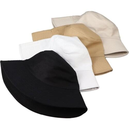 Solid Color Bucket Hats Women Men Shading Flat Caps Outdoor Fishing Hunting Fisherman Sunscreen Folding Cap