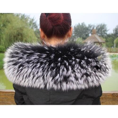 Parka Luxury Fur Warm Natural Raccoon Fur Scarf Female Big Fur Collar Scarf 100% Real Fur CollarMen Jacket Jacket