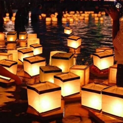 Floating Water Square Lantern Paper Lanterns Wishing Lights Floating Candle For Party Birthday Wedding Decoration