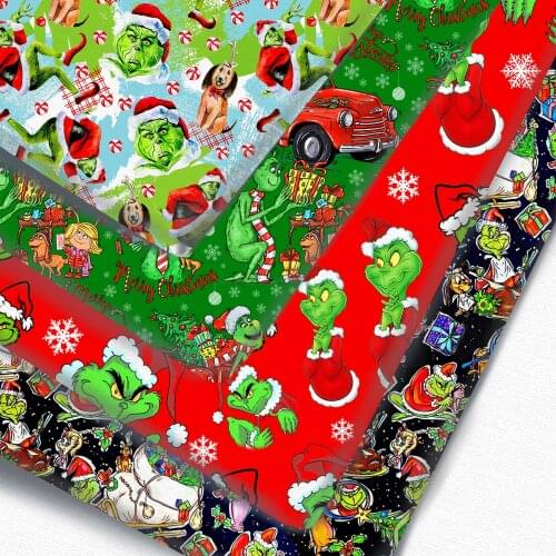 Half Yard Polyester Cotton Fabric Christmas Dog Tree Animal Print Cotton Fabric For Tissue Kids Home Textile DIY Crafts Supplier