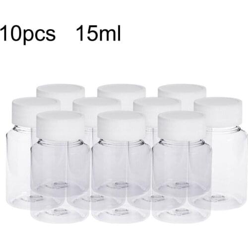 10Pcs 15ml Empty Pill Case Box Holder Pill Sample Medicine Solid Powder Case Bottle Storage Container Tablet Drug Case Dispenser