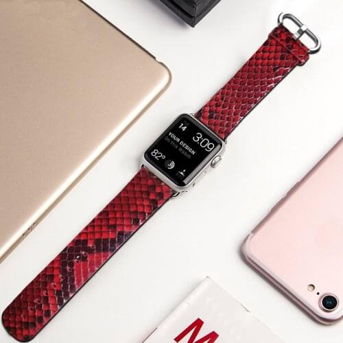 For Apple Series 4 Watchbands Newest Genuine Snake Skin Leather Watch Band Ultra-Slim Wrist Strap For Apple Watch Series 1 2 3