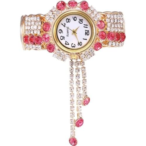 Luxurious Ladies Watch With Rhinestones Silver Alloy Fashion Watch Creative Fringe Quartz Bracelet Watch relogio feminino #10