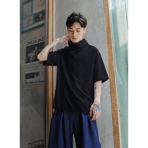 2021 summer new short sleeve shirt loose pullover shirt hip hop personality trend big Yamamoto dark