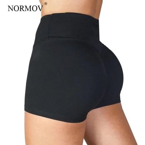 NORMOV Shorts Women Black High Waist Push Up Workout Shorts Women Casual Solid Color Summer Fitness Shorts