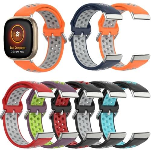 Silicone Double color strap For Fitbit versa 3 sports breathable wristband bracelet band for fitbit sense / versa3 Smart watch