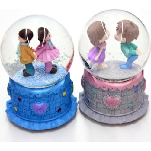 Crystal Snow Globe Crystal Ball snowflake Rotating light Music Box Valentine Gift Home Decoration Accssories Desktop Decor