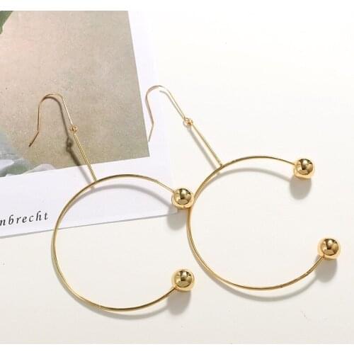 2017 Alloy Gold Silver Color Half Circle Ball Drop Earrings Vintage Simple Dangle Earring for Women Fashion Jewelry Gift