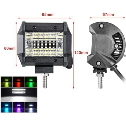 Car Styling Tri-Row 4 Inch LED Light Bar 24-LED 72W RGB LED Bar For 4x4 Offroad ATV UAZ SUV 4WD Boat Cars Tractor Trucks 12V-30V