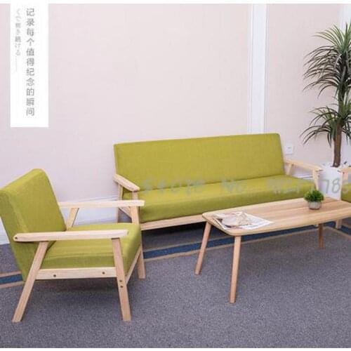 Fabric sofa chair simple small apartment modern simple solid wood single and double triple seat rental bedroom living room