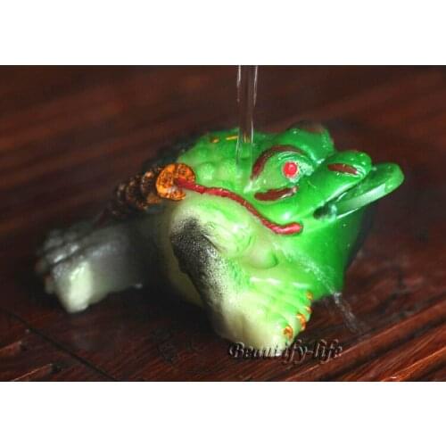 Allochroic Mascot, Green Mony Toad Ornament, tea pet, Fengshui,Best Gifts,Novel present, arts&Crafts,will change color, S1027A