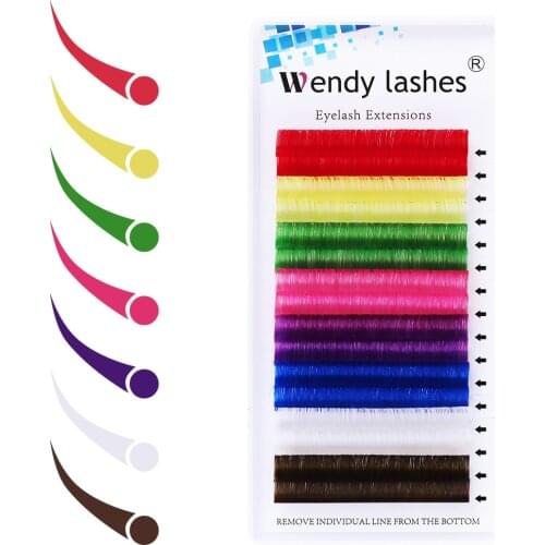WENDY LASHES Mix Color Eyelashes Maquiagem Make up High Quality Soft Natural Synthetic Mink Rainbow Eyelash Cilios 8 Colors Mix
