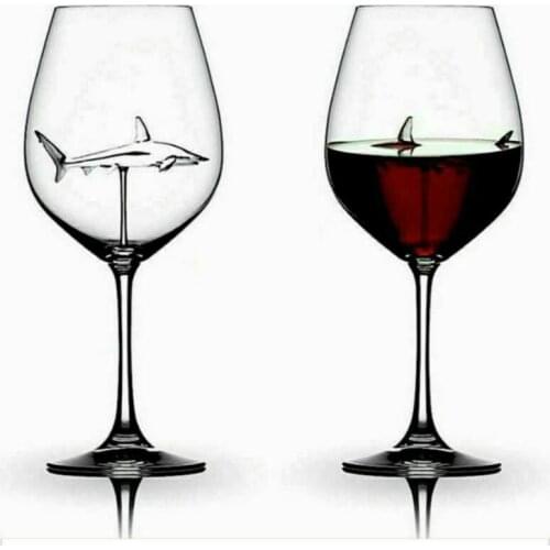 Built-in Shark Wine Glass New Design Goblet Whiskey Glass Dinner Decorate Handmade Crystal For Party Flutes Glass